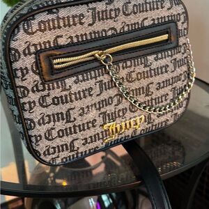 Juicy Couture Black and Gold Crossbody Bag with Monogram